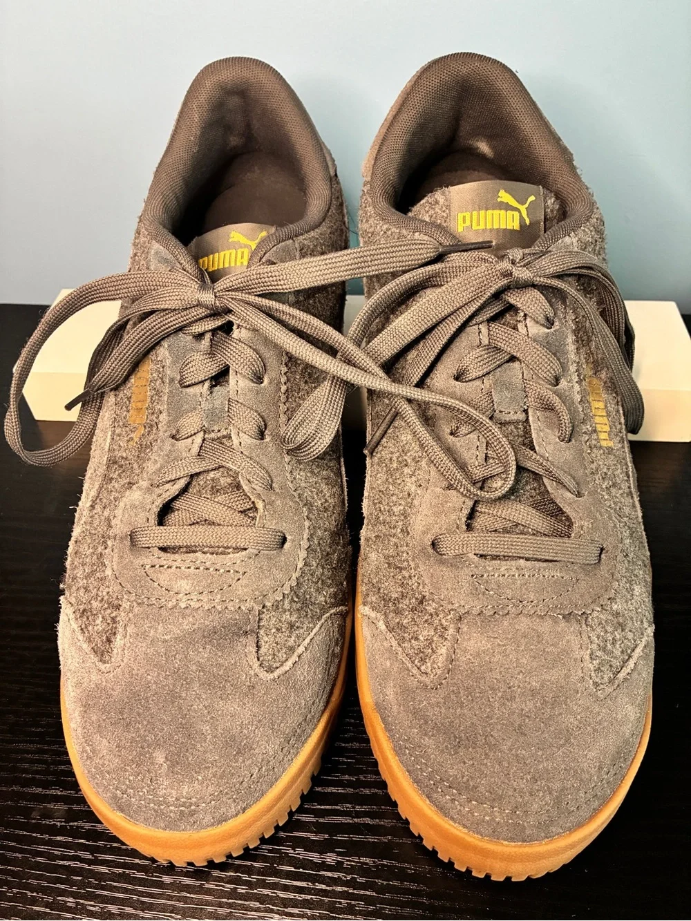 Puma Men’s Club 5v5 Grey Suede and Lux Wool Sneakers